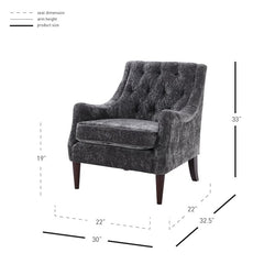 1 - Wide Tufted Armchair 30'' in Opus Gray upholstery for glam style