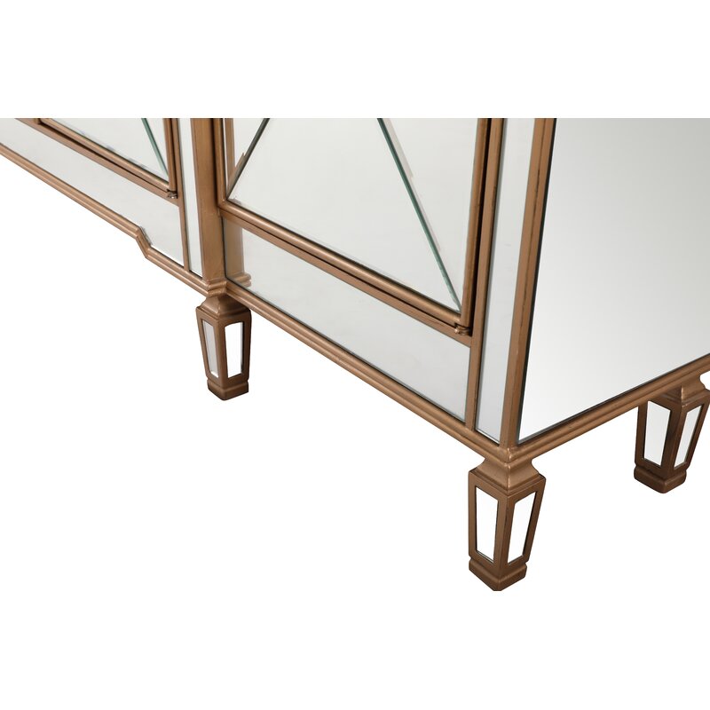 Gold Briel 72'' Wide 3 Drawer Rubberwood Sideboard