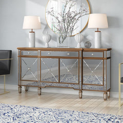 Gold Briel 72'' Wide 3 Drawer Rubberwood Sideboard