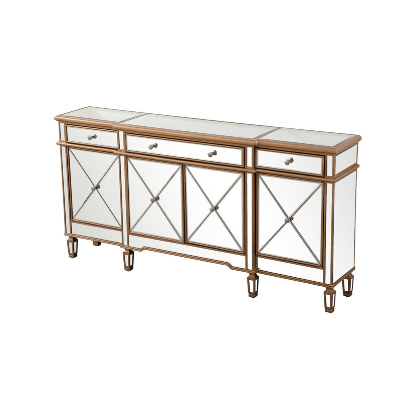 Gold Briel 72'' Wide 3 Drawer Rubberwood Sideboard