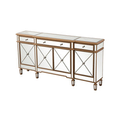 Gold Briel 72'' Wide 3 Drawer Rubberwood Sideboard