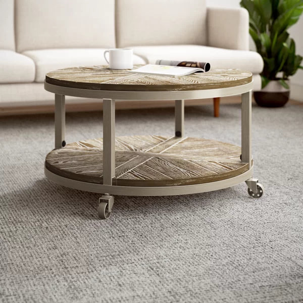 Burnt oak Brien Wheel Coffee Table with Storage