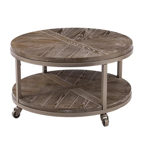 Burnt oak Brien Wheel Coffee Table with Storage