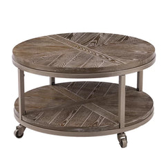 Burnt oak Brien Wheel Coffee Table with Storage