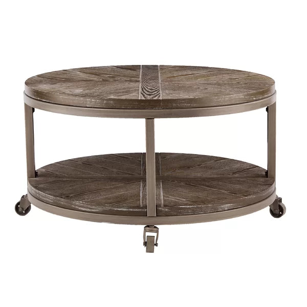Burnt oak Brien Wheel Coffee Table with Storage