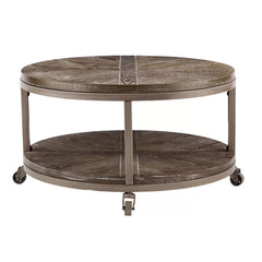 Burnt oak Brien Wheel Coffee Table with Storage