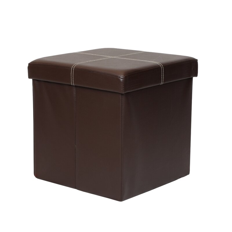 Brilon 15'' Wide Faux Leather Square Ottoman with Storage Indoor Furniture