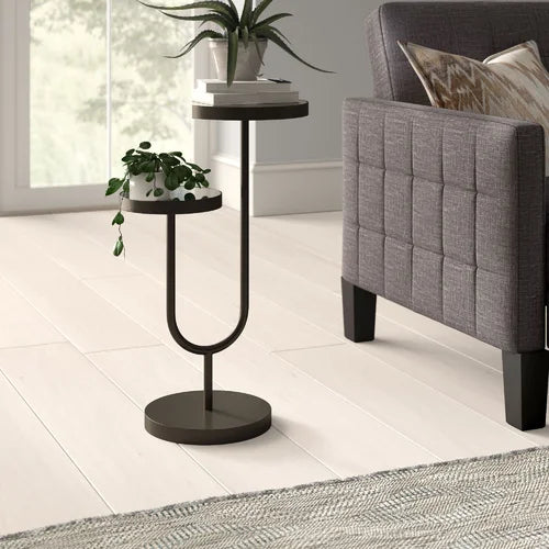 Brodhead Round Multi-Tiered Plant Stand Two-Tiered Scatter Table Made Of Mirror And Bronze Metal