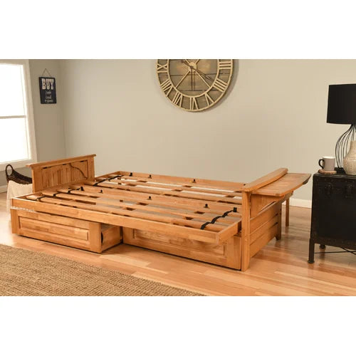 Brookhill Queen 87'' Wide Loose Back Futon And Mattress with Storage