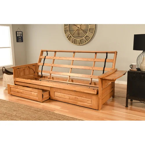 Brookhill Queen 87'' Wide Loose Back Futon And Mattress with Storage