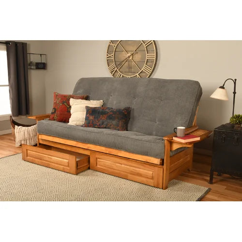 Brookhill Queen 87'' Wide Loose Back Futon And Mattress with Storage