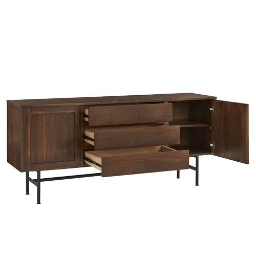 Brooksville 70.8'' Wide 3 Drawer Buffet Table Made from Engineered Wood in a Warm Brown Finish
