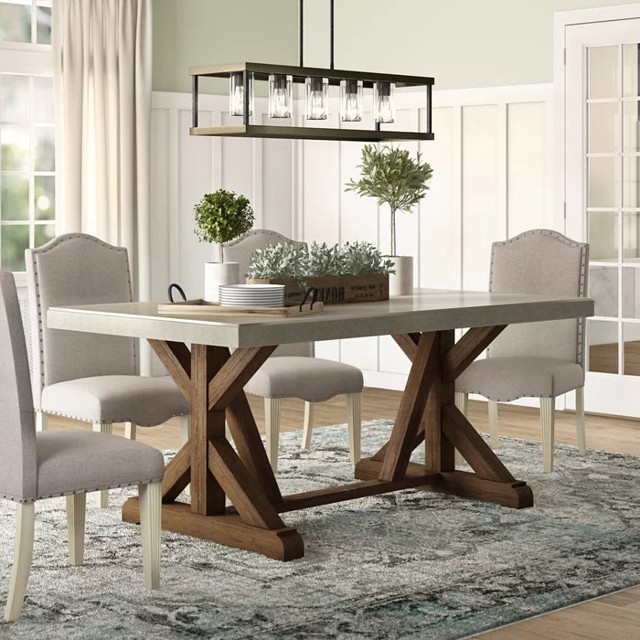 Brooksville 72'' Trestle Dining Table Made from Solid Pine Wood in a Natural Tone