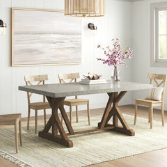 Brooksville 72'' Trestle Dining Table Made from Solid Pine Wood in a Natural Tone