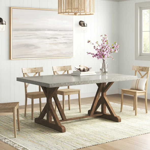 Brooksville 72'' Trestle Dining Table Made from Solid Pine Wood in a Natural Tone