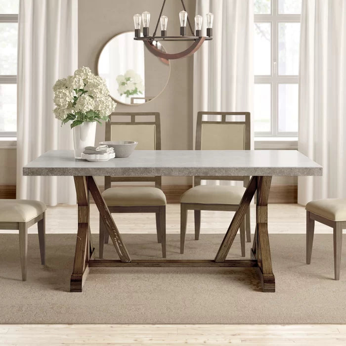 Brooksville 72'' Trestle Dining Table Made from Solid Pine Wood in a Natural Tone