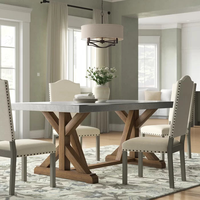 Brooksville 72'' Trestle Dining Table Made from Solid Pine Wood in a Natural Tone