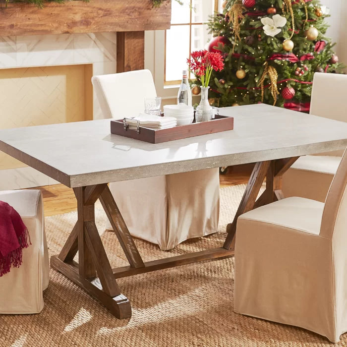 Brooksville 72'' Trestle Dining Table Made from Solid Pine Wood in a Natural Tone