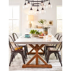 Brooksville 72'' Trestle Dining Table Made from Solid Pine Wood in a Natural Tone