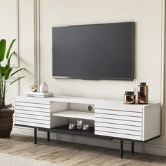 White/Black Brousseau TV Stand for TVs up to 73" Modern Look to your Living Room