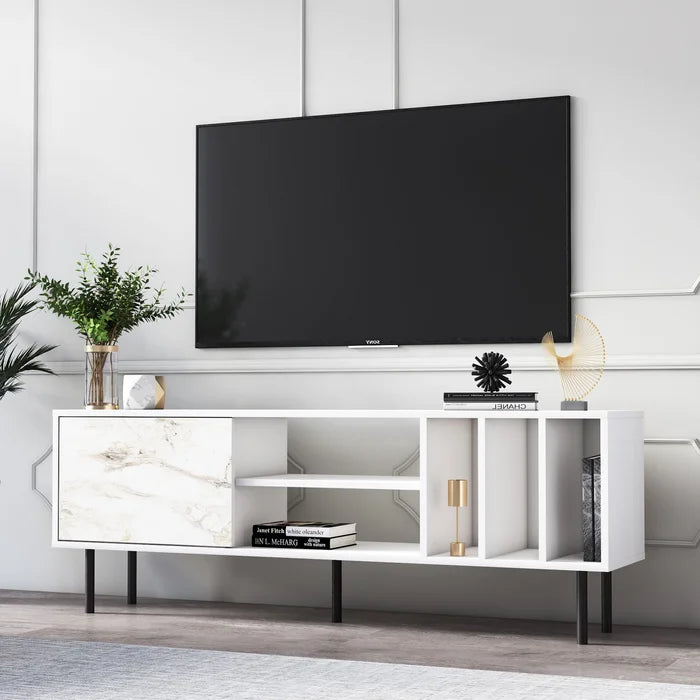 White Broxton TV Stand for TVs up to 75" with Cable Management