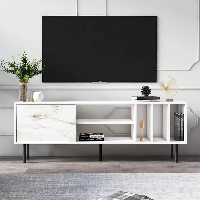 White Broxton TV Stand for TVs up to 75" with Cable Management