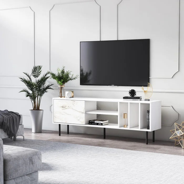 White Broxton TV Stand for TVs up to 75" with Cable Management