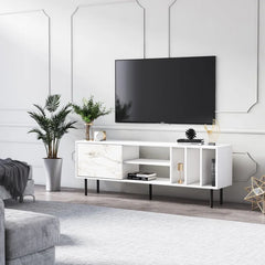 White Broxton TV Stand for TVs up to 75" with Cable Management