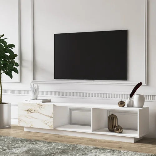 White/White Marble Bruckner TV Stand for TVs up to 85" Design
