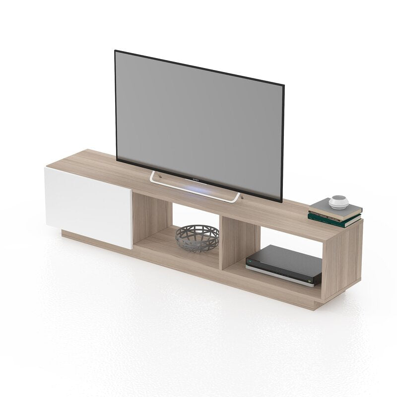 Gray/White TV Stand for TVs up to 85" Brings Plenty of Essential Storage and A Sleek Design to your Living Room or Bedroom