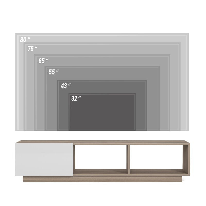 Gray/White TV Stand for TVs up to 85" Brings Plenty of Essential Storage and A Sleek Design to your Living Room or Bedroom