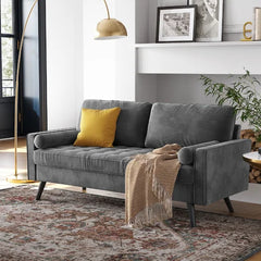 Brumback 69.7'' Velvet Square Arm Sofa Low Profile Design