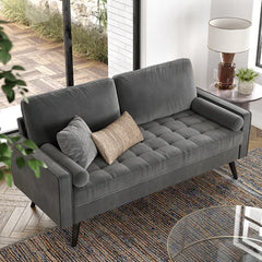 Brumback 69.7'' Velvet Square Arm Sofa Low Profile Design