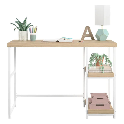 Blonde Oak White Brutsché 41.97" W Computer Desk Made of Durable Laminated Hollow Core