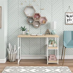 Blonde Oak White Brutsché 41.97" W Computer Desk Made of Durable Laminated Hollow Core