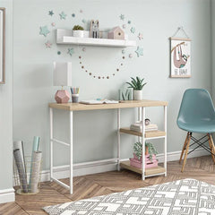 Blonde Oak White Brutsché 41.97" W Computer Desk Made of Durable Laminated Hollow Core