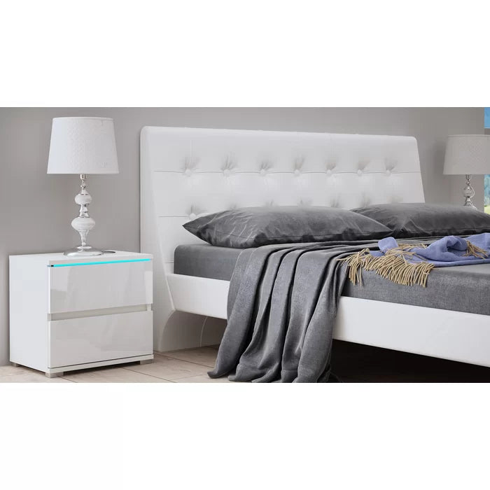 White Bruyere 18.5'' Tall 2 - Drawer Nightstand Solid Wood Perfect for Bedside