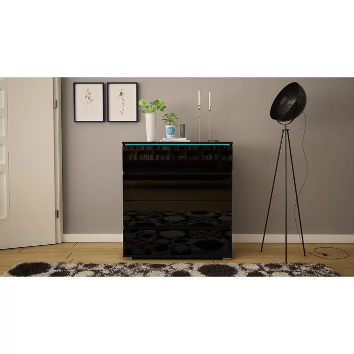 Black Bruyere 34.2'' Tall 4 - Drawer Bachelor's Chest with 21 Color LED Light