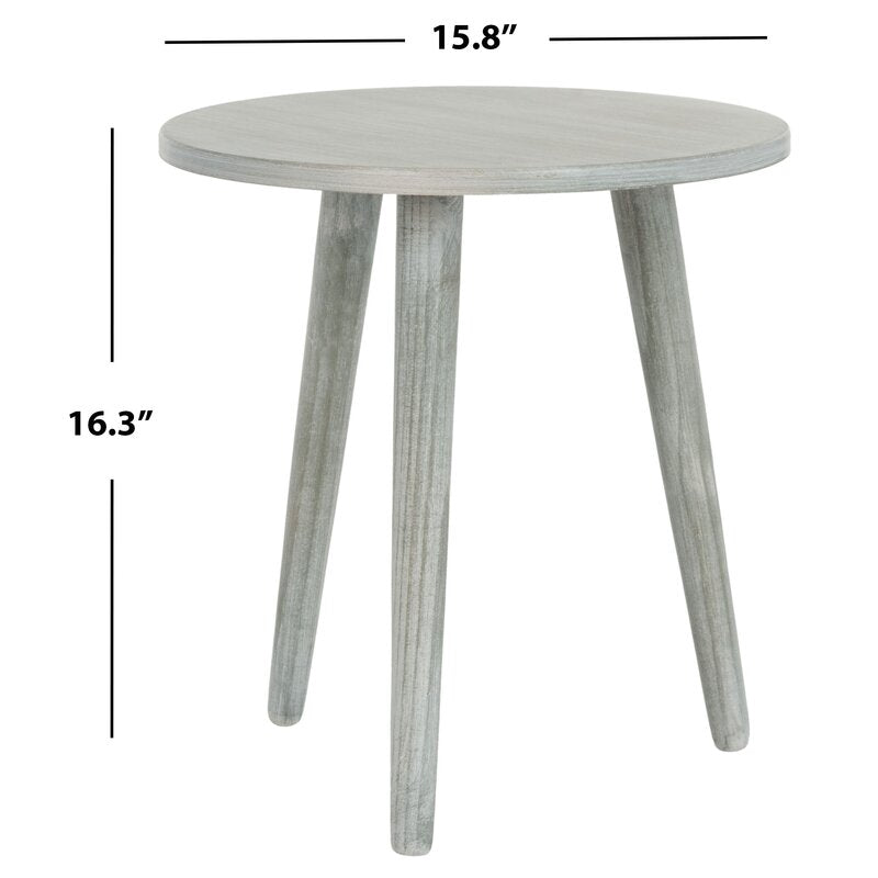 Bryceson 16.8'' Tall Solid Wood 3 Legs End Table Slate Gray Crafted with a Pinewood Blend