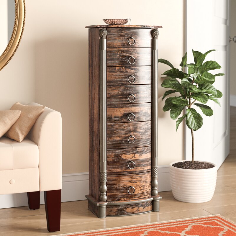 14.4'' Wide Jewelry Armoire with Mirror Organize Bracelets, Earrings, Rings, and More