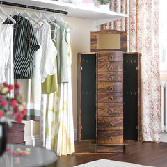 14.4'' Wide Jewelry Armoire with Mirror Organize Bracelets, Earrings, Rings, and More