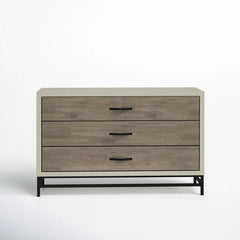 Gray Parchme Buchanan 3 Drawer 56'' W Dresser Clean Lined Silhouette and Boasts Natural Wood