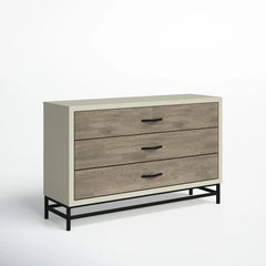 Gray Parchme Buchanan 3 Drawer 56'' W Dresser Clean Lined Silhouette and Boasts Natural Wood
