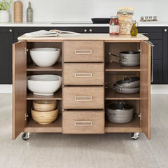 Bucher 49.25'' Wide Rolling Kitchen Cart with Solid Wood Top Contemporary Style