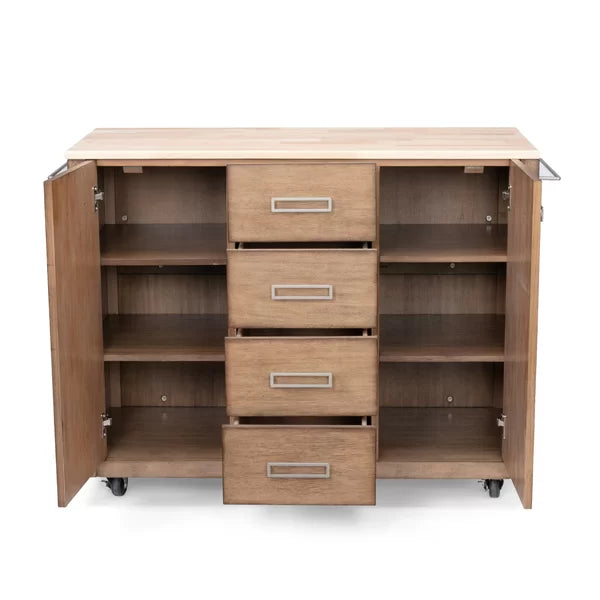 Bucher 49.25'' Wide Rolling Kitchen Cart with Solid Wood Top Contemporary Style