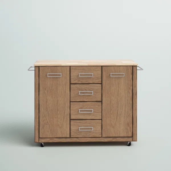 Bucher 49.25'' Wide Rolling Kitchen Cart with Solid Wood Top Contemporary Style
