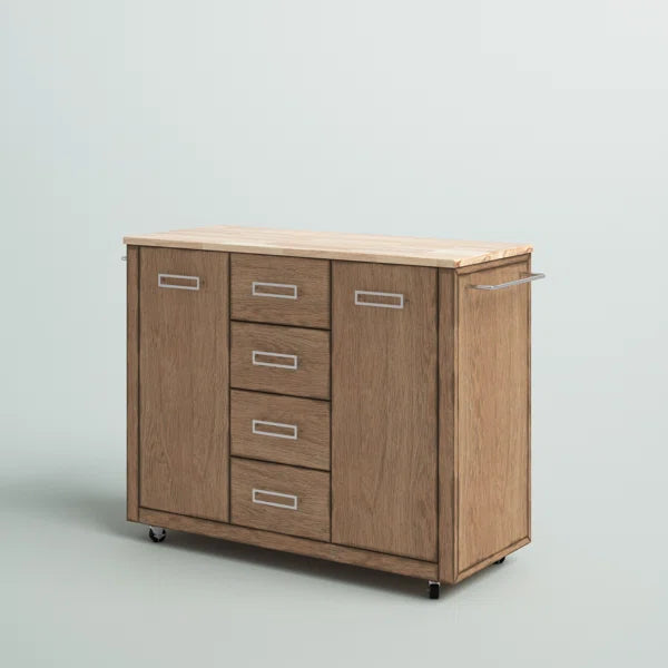 Bucher 49.25'' Wide Rolling Kitchen Cart with Solid Wood Top Contemporary Style