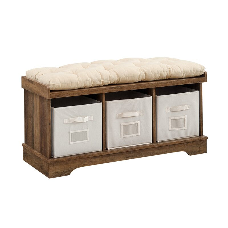 Driftwood Bucyrus Upholstered Cubby Storage Bench