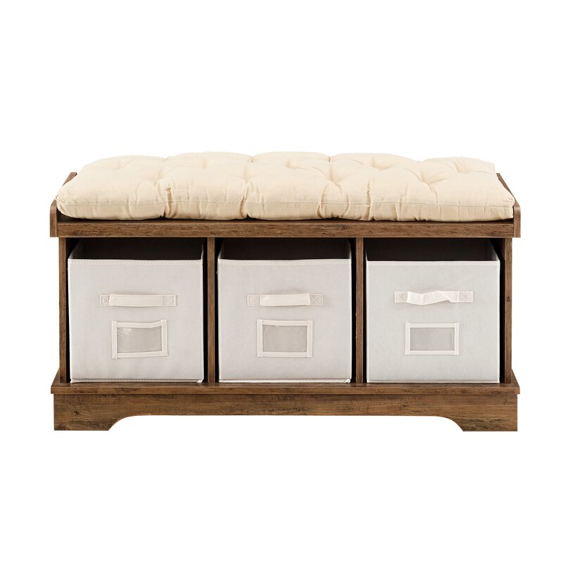 Driftwood Bucyrus Upholstered Cubby Storage Bench