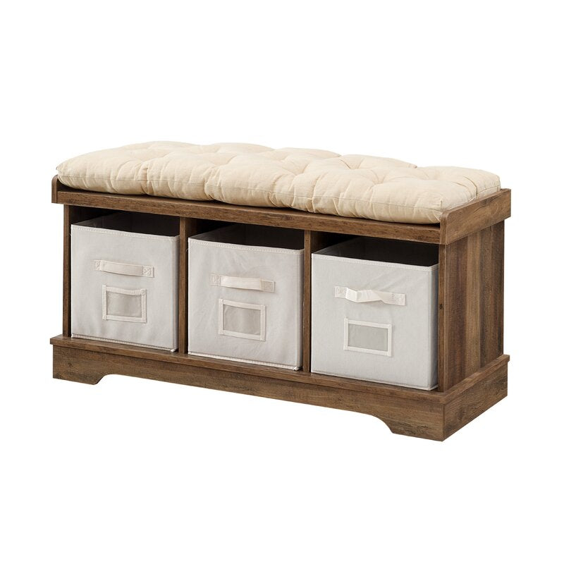 Driftwood Bucyrus Upholstered Cubby Storage Bench